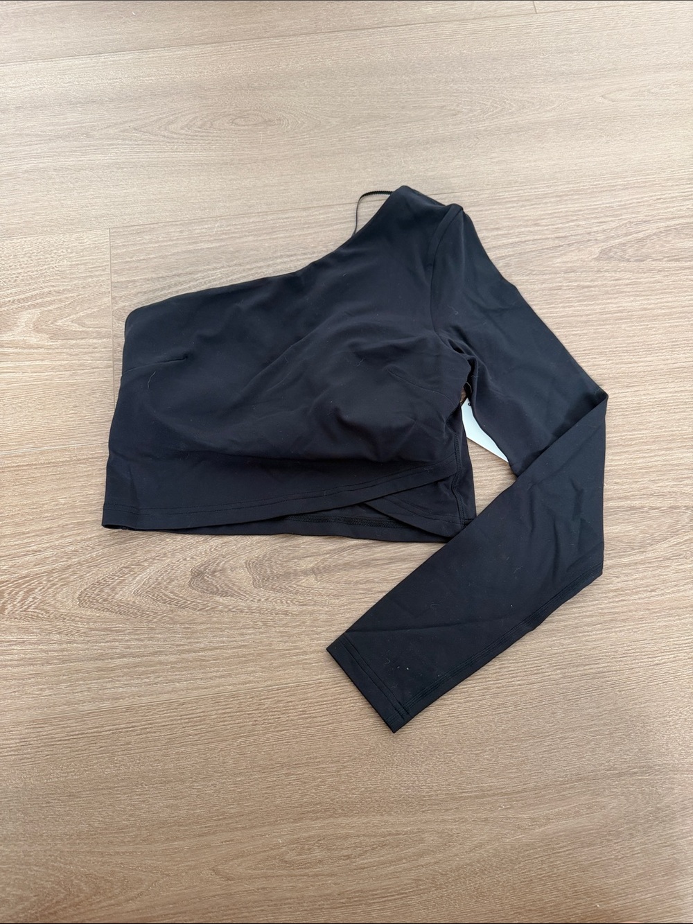lululemon athletica Black One-Arm Long Sleeve Crop Top